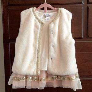 A 3 piece girls Winter white and blush outfit by Nicole Miller